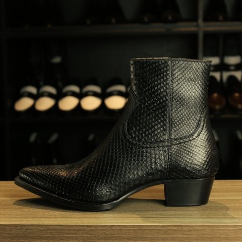 [MTO] BLUE LABEL - PYTHON - GIÀY SANTIAGO BOOT DA TRĂN ITALY (Ý) THẬT - MAY ĐẾ GOODYEAR WELT - ĐẶT ĐÓNG
