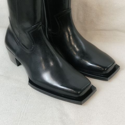 WHITE LABEL - SQUARE - GIÀY BOOT MŨI VUÔNG CÓ ZIP ĐẾ CAO SU - ĐẶT ĐÓNG